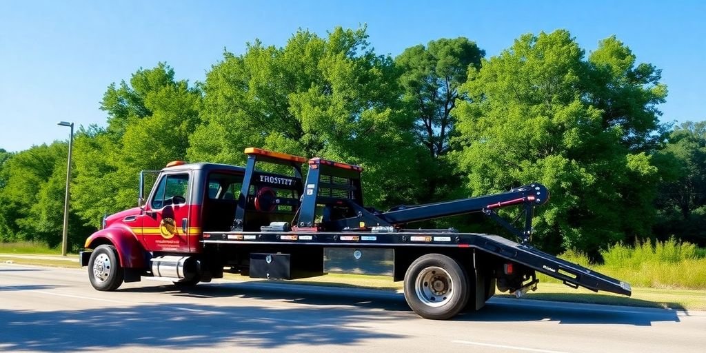 Tow truck parked by the roadside in DeSoto.